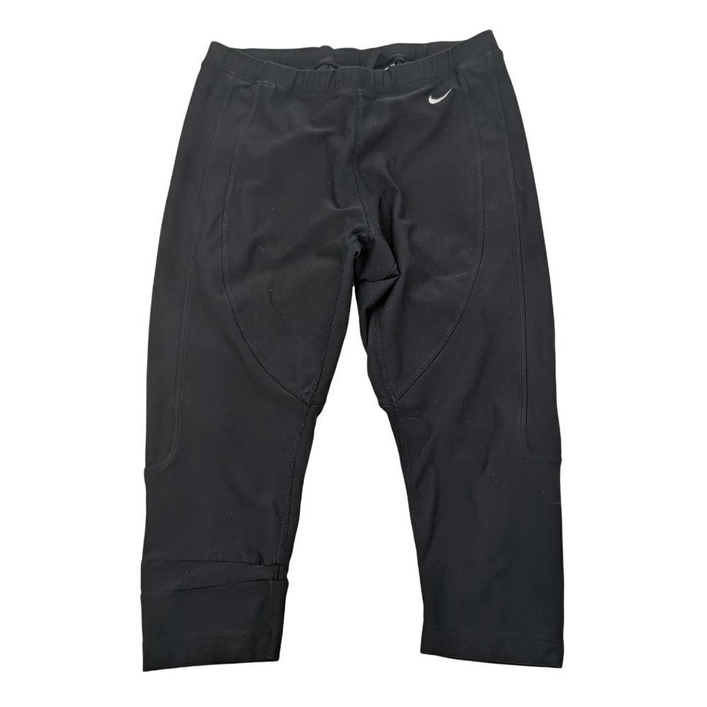 Nike Capri Leggings Womens S Black Drawstring Athletic Gym Workout Running - Picture 2 of 6